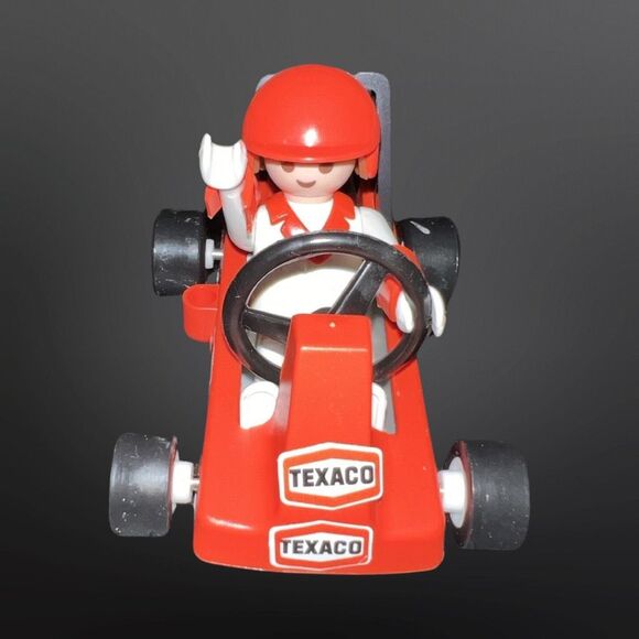 Vintage Playmobil System 3575 Old Kart Driver Red Car Karting Race Circuit B7 - Picture 3 of 5